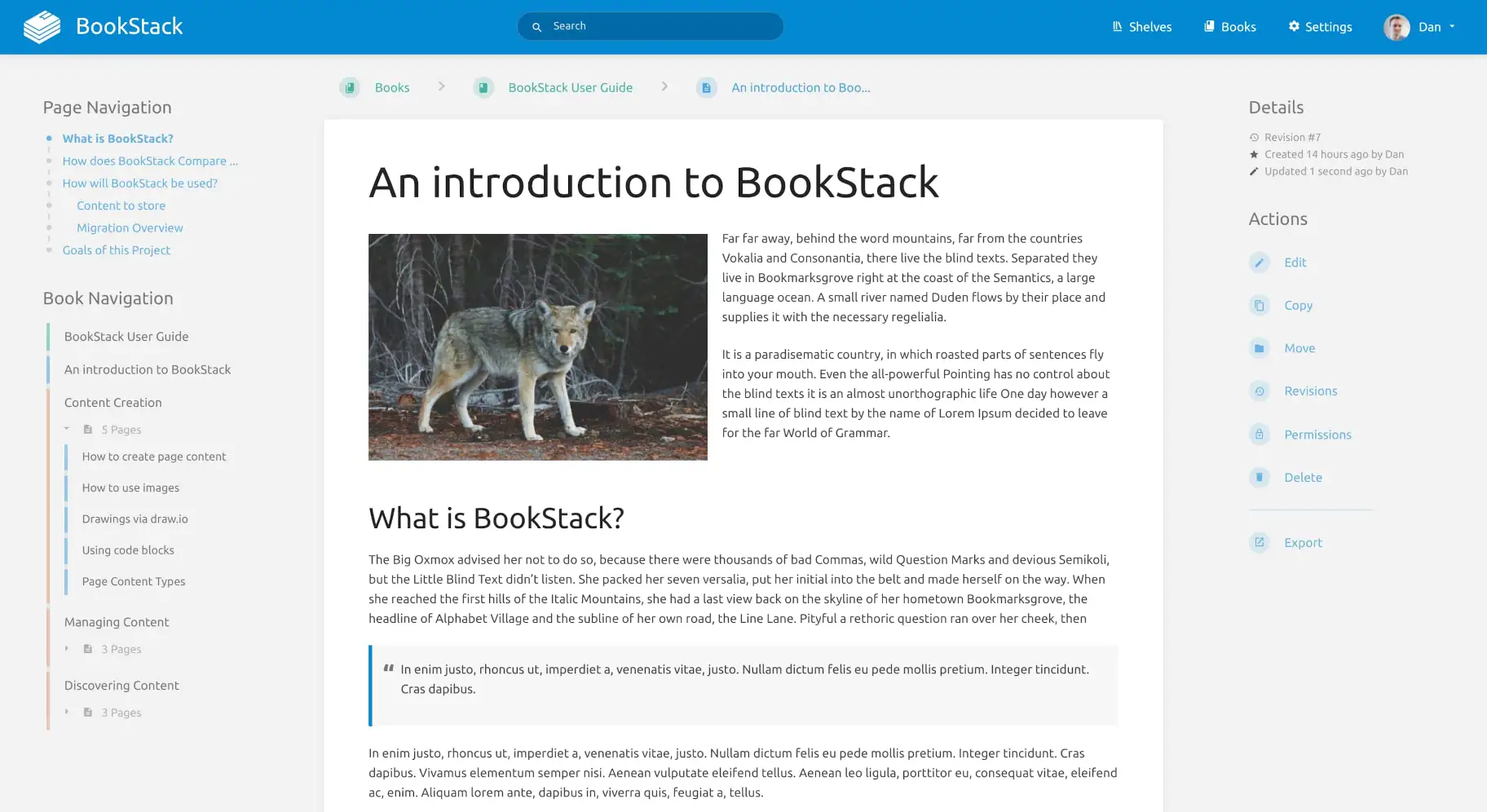 BookStack Screenshot - Structured Wiki Software for Teams