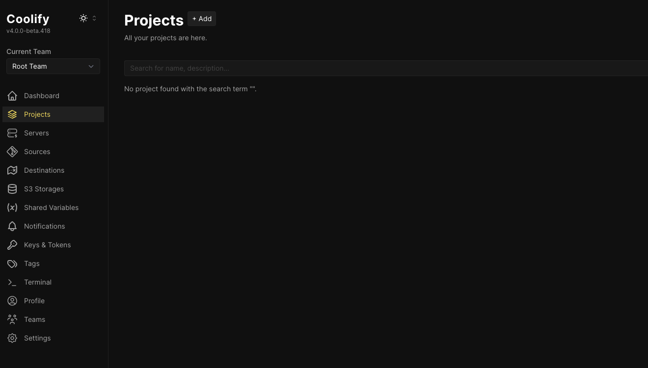 Projects tab