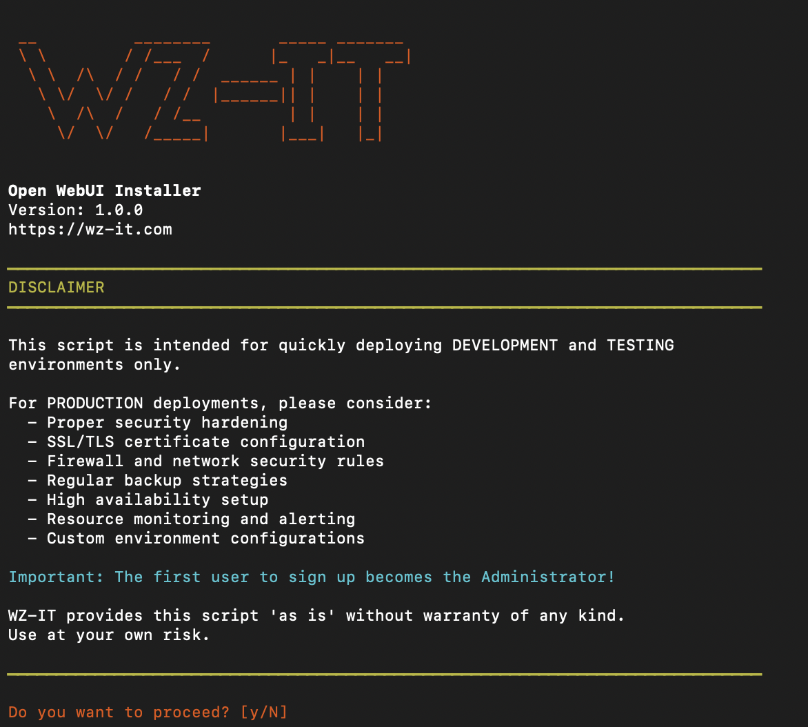 Open WebUI Installer Terminal Output