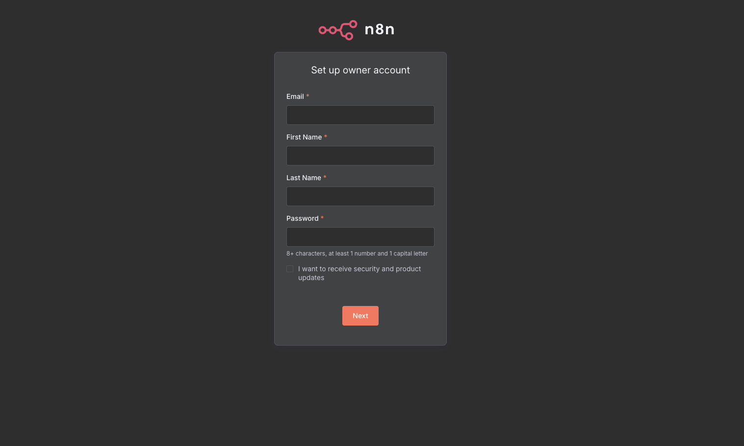 n8n Benutzer-Registrierung