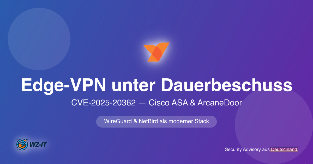 Cisco ASA, ArcaneDoor & CVE-2025-20362: WireGuard und NetBird als moderner VPN-Stack