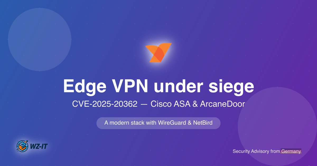 Cisco ASA, ArcaneDoor & CVE-2025-20362: WireGuard and NetBird as a Modern VPN Stack