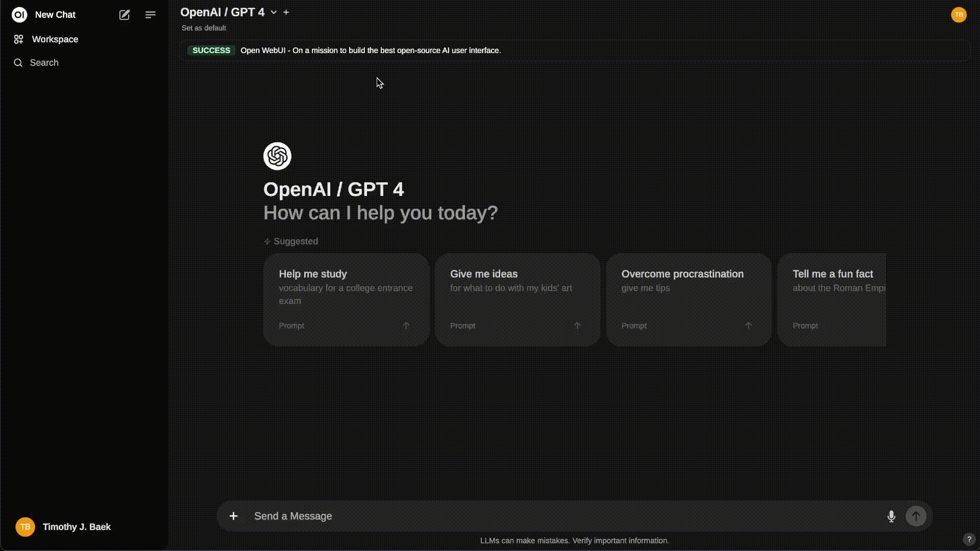 OpenWebUI Demo GIF