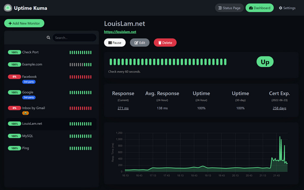 Uptime Kuma Screenshot