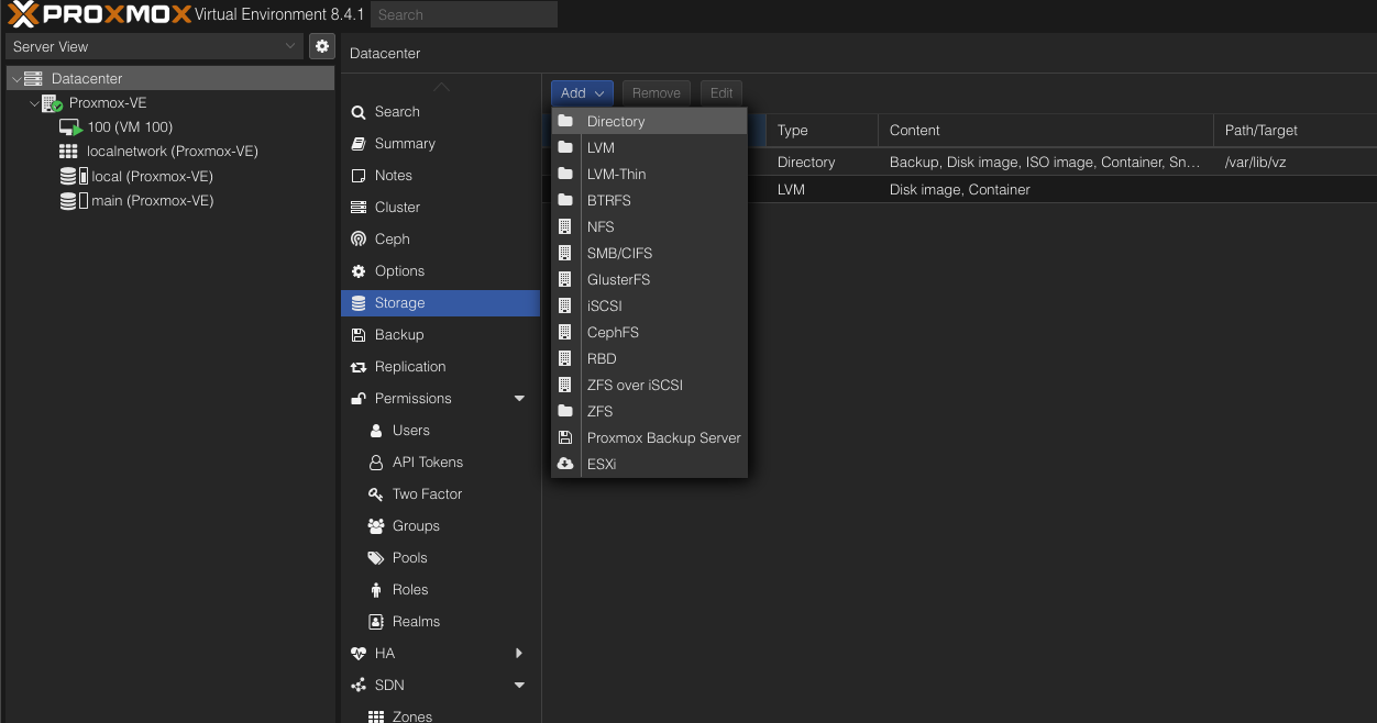 Add Storage in Proxmox