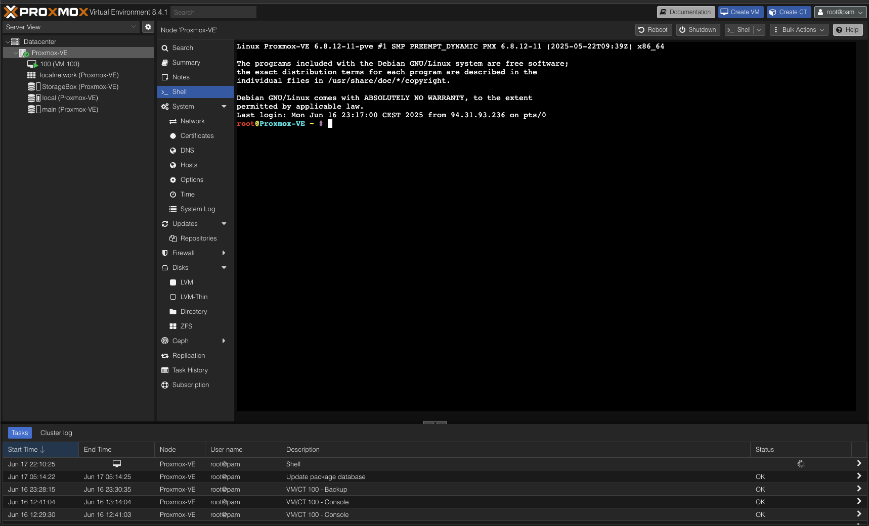 Proxmox Shell