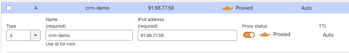 DNS Eintrag für Twenty CRM