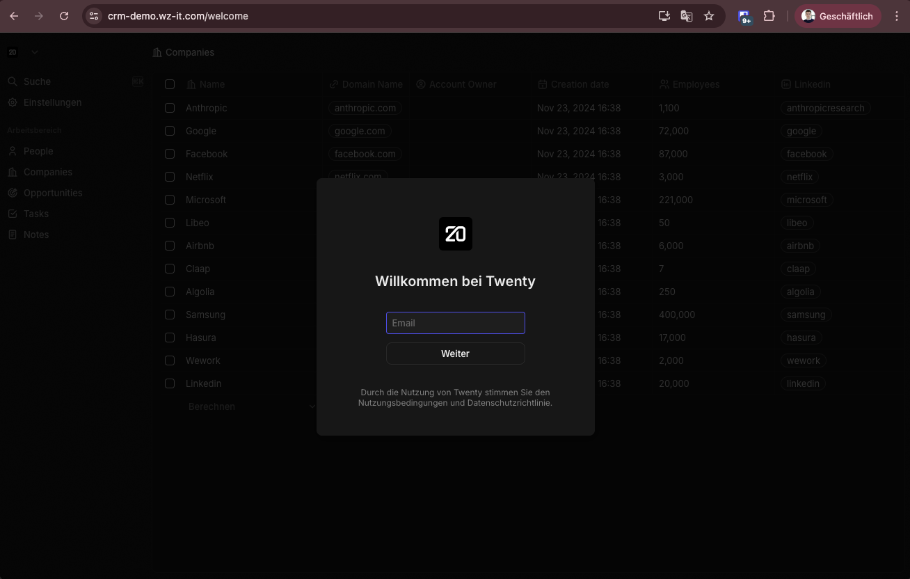 Twenty CRM Login